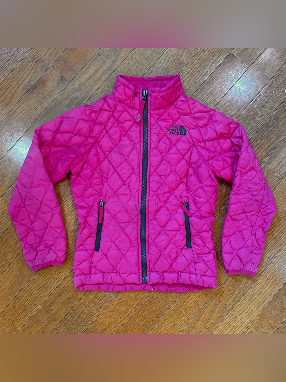 The North Face Girls 5 XXS ThermoBall? Diamond Quilted Puffer Jacket Pink Zip Up